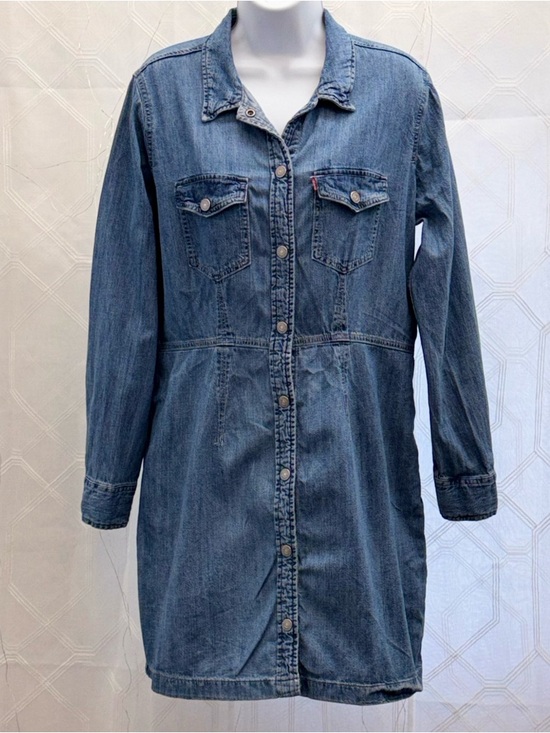 Levi's Dresses & Skirts - Levi's Ellie Denim Mini Dress Iconic Americana Snap Front 100% Cotton Size L